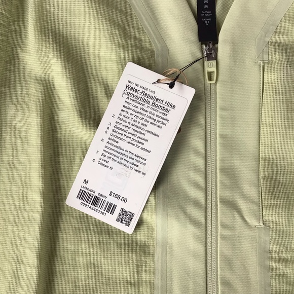 Lululemon Bomber Jacket Rain Coat Size L Green NWT - Hike Convertible - Picture 3 of 4